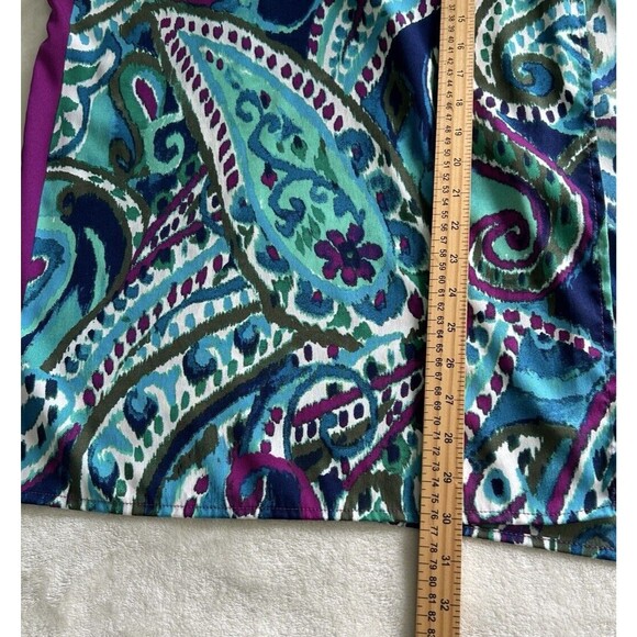 Catherines Kimono One Size Paisley Wrap Open Front Green Purple Cardigan - Picture 6 of 8